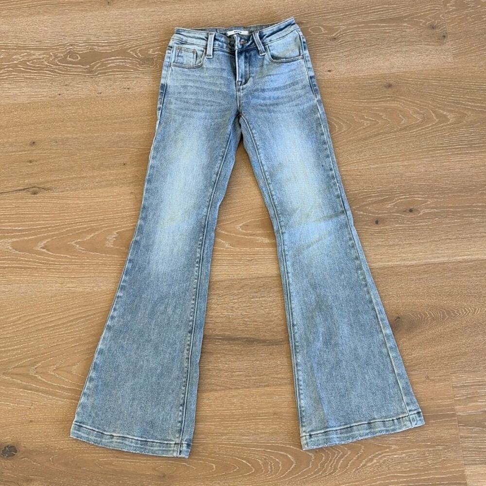 Bayeas Flare Jeans Faded Light Wash Size 24 Blue